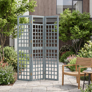 Grey Wooden Folding Garden Privacy Screen with Trellis for Outdoor Spaces Outsunny