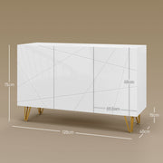 White High Gloss Sideboard Cabinet with Metal Hairpin Legs for Living Room Storage