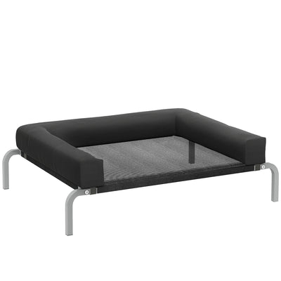 Raised Pet Bed for Small Dogs or Cats with Cooling Mesh and Supportive Pillow Black AOSOM