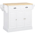 Rolling Kitchen Island Trolley with Storage Drawer and Cabinet for Food Prep White