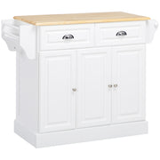 Rolling Kitchen Island Trolley with Storage Drawer and Cabinet for Food Prep White