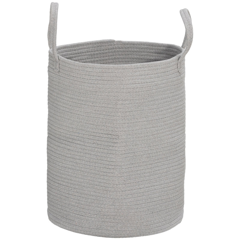Cotton Rope Laundry Basket 36L With Easy Carry Handles For Clothes Storage, Grey