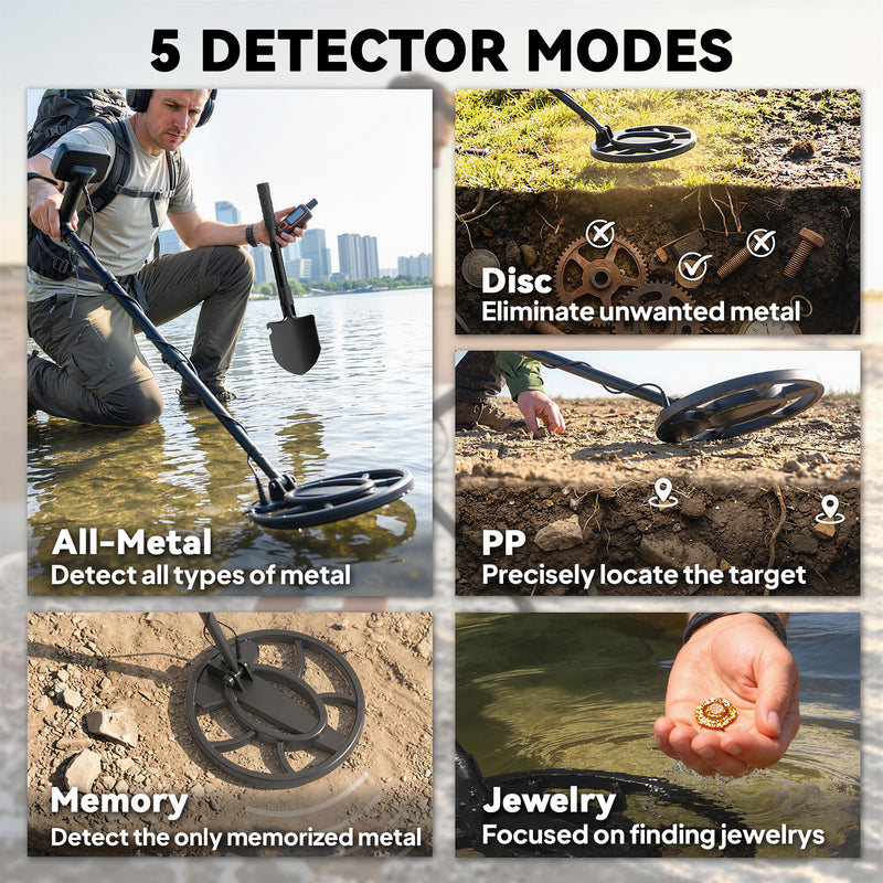 Metal Detector for Outdoor Treasure Hunting with Waterproof Coil and LCD Display Black Orange AOSOM