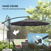 Cantilever Garden Parasol with Adjustable 3m Canopy for Shaded Outdoor Seating Grey Outsunny