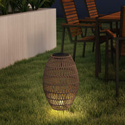 Rattan Solar Garden Lantern IP44 Waterproof Auto On Off Outdoor Light Dark Brown by Outsunny