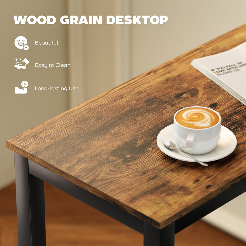 Wood Effect Rectangular Bar Table for Small Kitchens or Breakfast Dining Rustic Brown