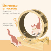 Large Cat Exercise Wheel With Brake And Scratching Pads For Indoor Play Oak Tone