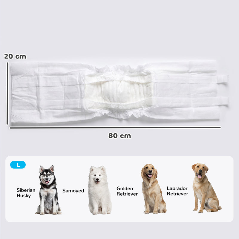 Disposable Dog Nappies for Large Male Dogs Prevent Leaks and Keep Floors Clean White Pack of 48 Pawhut