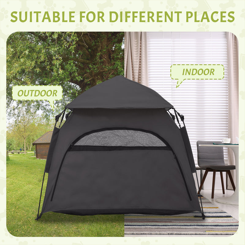 Foldable Dog Cat Tent with Water Resistant Oxford and Carry Bag for Extra Large Dogs Charcoal Grey by PawHut