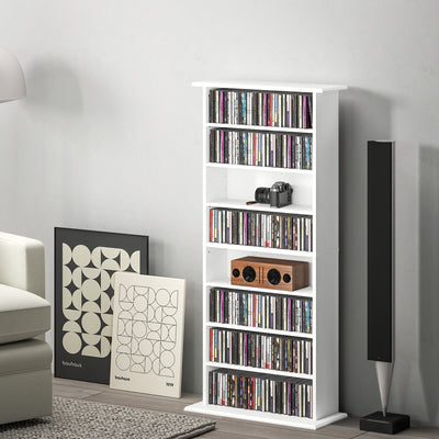 White Media Storage Cabinet Holds 360 CDs 185 DVDs or Blu-rays by Homcom