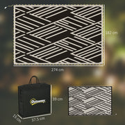 Reversible Outdoor Plastic RV Rug With LED Lights Black And Coffee 182 x 274cm