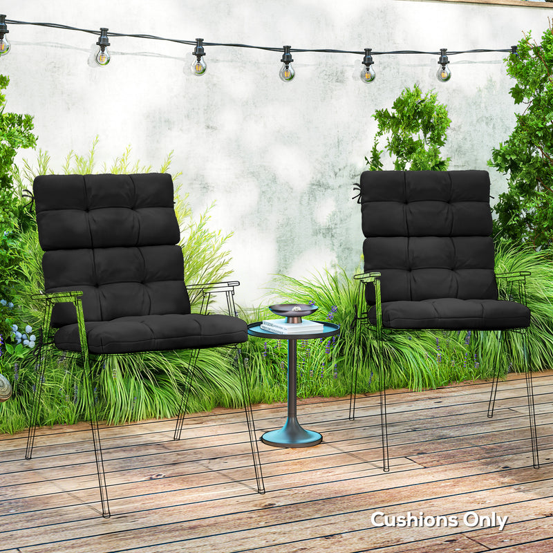 Outdoor Chair Cushions Set of 2 for Extra Comfort and Support Black Outsunny