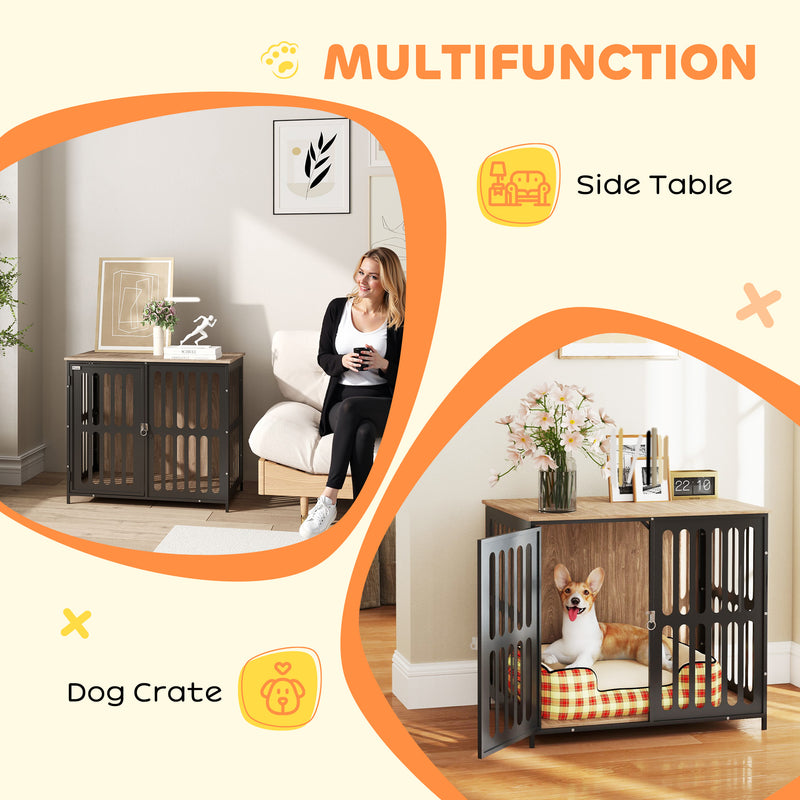 Indoor Dog Crate with Anti-Chew Mesh and Escape-Proof Door for Medium Dogs 80cm by PawHut