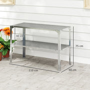 2 Tier Galvanised Steel Potting Bench Table With Storage Shelf for Garden and Greenhouse by Outsunny