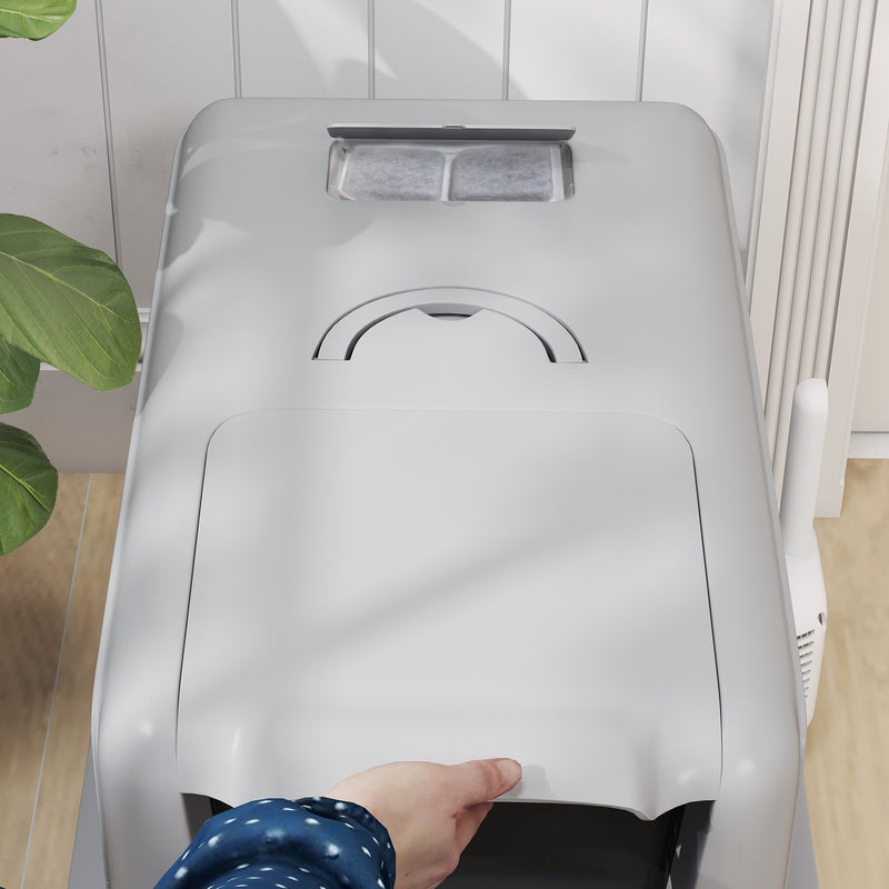 Stainless Steel Cat Litter Box with Scoop and Filter Bags for Large Cats Grey