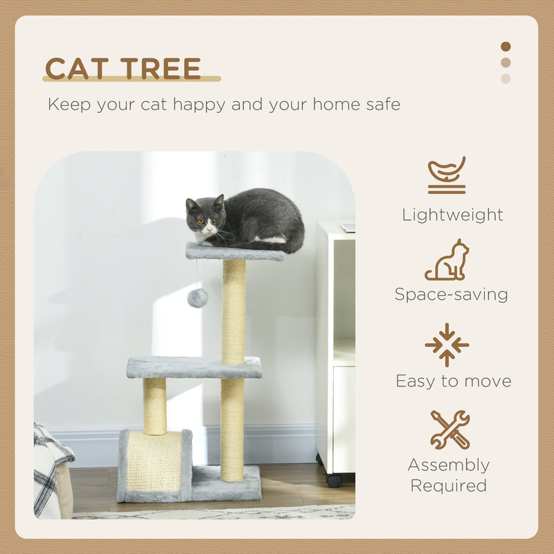 Cat Tree with Scratching Post and Rest Pad for Indoor Cats 72cm Tall Light Grey