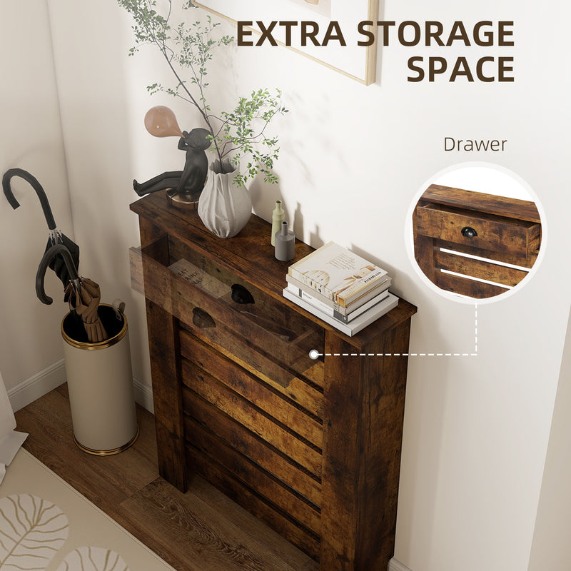 Radiator Cover with Storage Drawer for Safe Heating and Hallway Organisation Rustic Brown Homcom