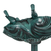 Green 81cm Tall Vintage Style Bird Bath with Decorative Birds and Planter Base by Outsunny