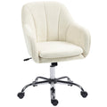 Beige Velvet Office Swivel Chair With Padded Seat And Adjustable Height For Home Desk