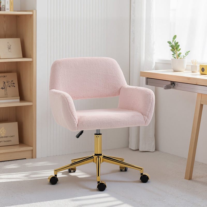 Office Chair with Soft Faux Fur and Adjustable Height for Comfortable Home Working