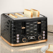 Black Four Slice Rippled Toaster with Adjustable Browning Control by HOMCOM