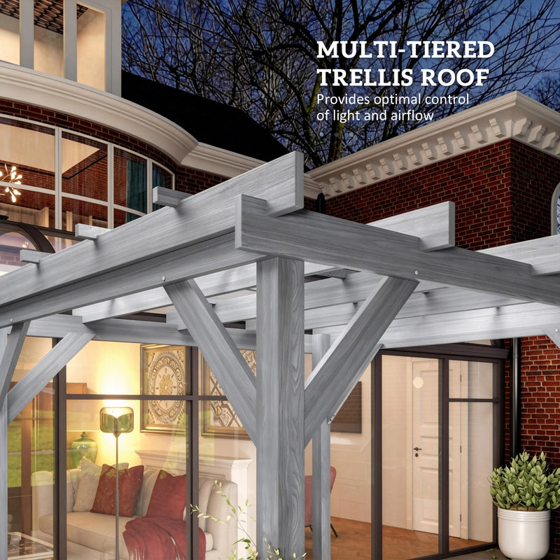 2x2m Grey Wooden Garden Pergola Kit for Shaded Outdoor Seating and Climbing Plants Grey Outsunny