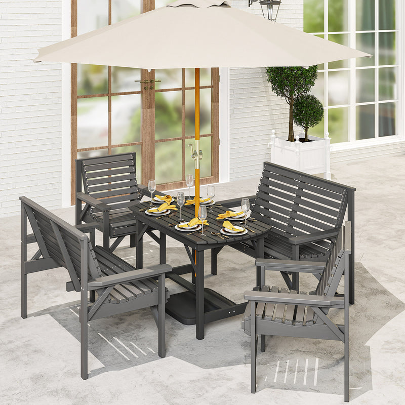 Wooden 6 Seater Garden Dining Set with Armchairs and Table for Patio Dining, Grey