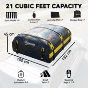 Car Roof Bag Waterproof Extra Storage for Comfortable Family Road Trips Black Yellow Outsunny