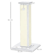 White 81cm Cat Scratcher with Sisal Rope Hanging Ball and Soft Plush by PawHut