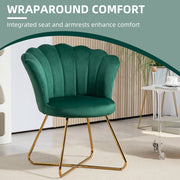 Green Velvet Lotus Petal Accent Chair With Gold Legs by HOMCOM