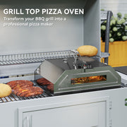 Silver Portable BBQ Pizza Oven with Thermometer Stone Peel and Handles by Outsunny