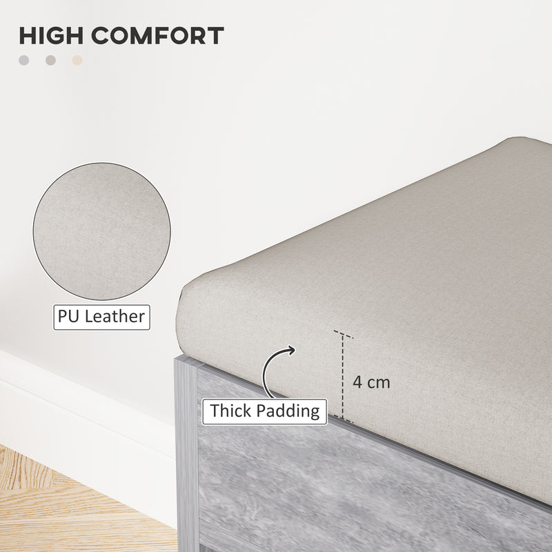 Grey Entryway Shoe Storage Bench With Padded Seat and Hidden Compartment by HOMCOM