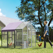 Large Walk In Chicken Run with Waterproof UV Resistant Cover for 6 8 Chickens for Garden Farm by PawHut