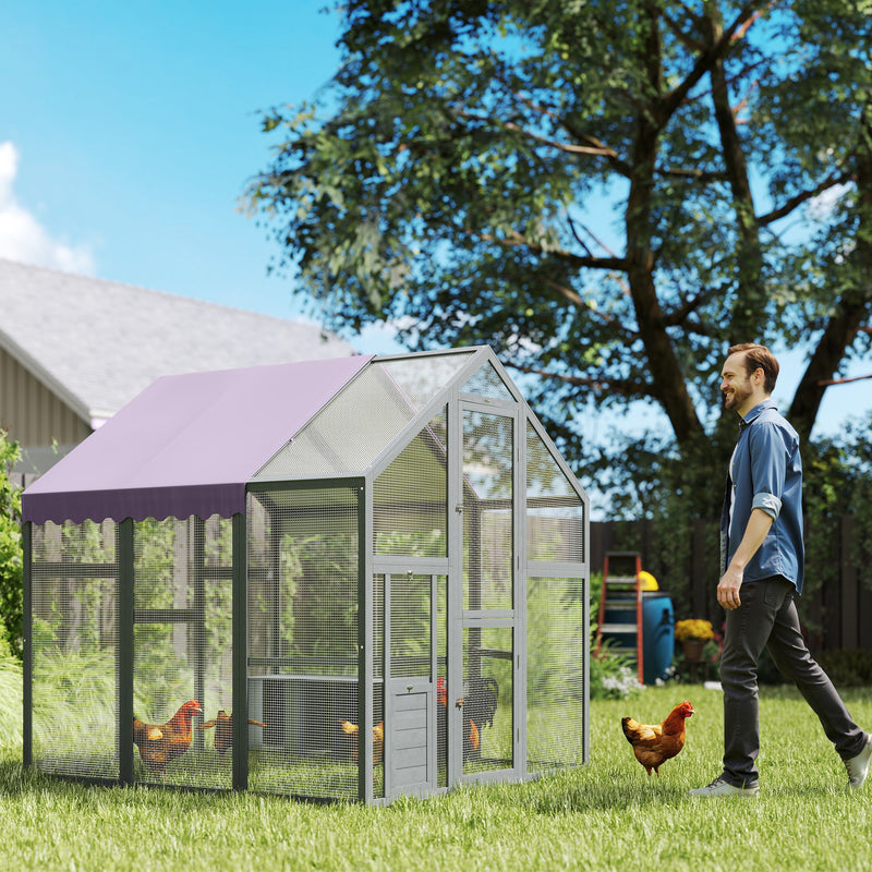 Large Walk In Chicken Run with Waterproof UV Resistant Cover for 6 8 Chickens for Garden Farm by PawHut