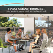 Light Grey 5 Piece Rattan Garden Dining Set with Cushions and Stackable Chairs by Outsunny