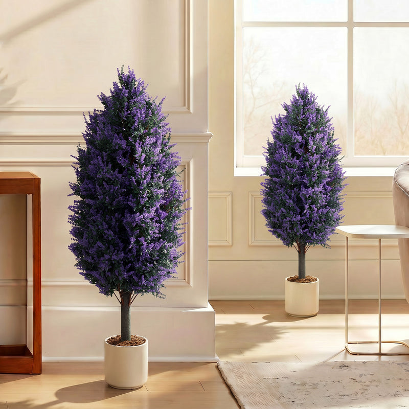 Artificial Lavender Towers Set of 2 for Easy Year Round Garden Colour Blue