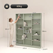 Slim Bookcase with Adjustable Shelves for Small Spaces and Hallways in Light Green by Homcom