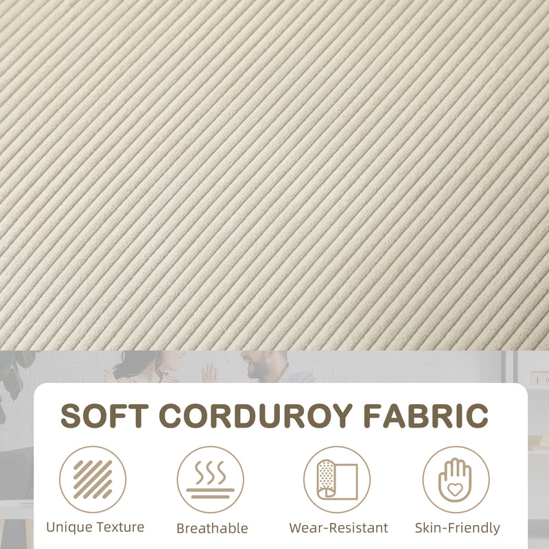 Cream White Three Seater Sofa with Spring Cushions Modern Design for Living Room Comfort by HOMCOM