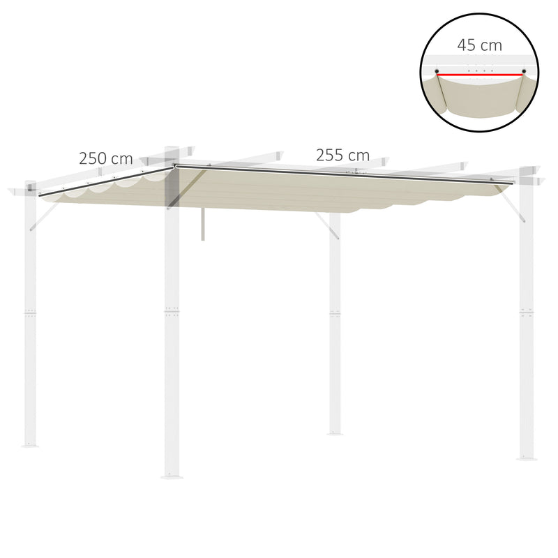 Retractable Pergola Shade Cover 3x3m Replacement Canopy Fabric Cream White by Outsunny