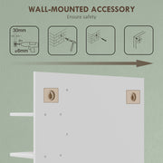 White Bathroom Mirror With Bamboo Frame And Storage Shelves For Modern Interiors