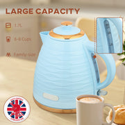 3kW Rapid Boil Electric Kettle With Honeycomb Design Ideal For Quick Brewing, Light Blue