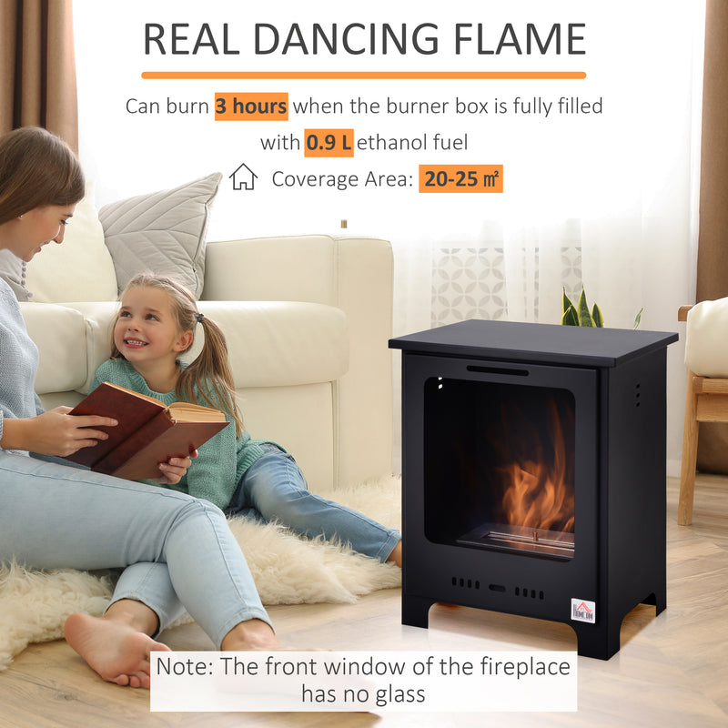 Freestanding Ethanol Fireplace for Instant Smoke Free Warmth in Small Rooms Black