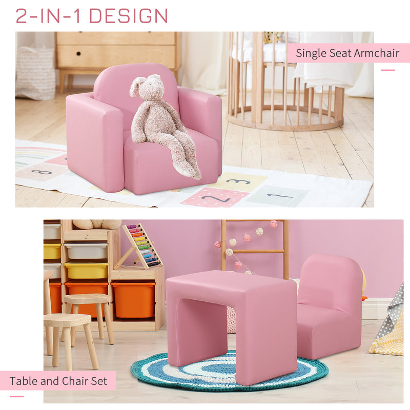 2 in 1 Toddler Sofa Chair for Relaxing and Playing in Bedroom or Playroom, Pink