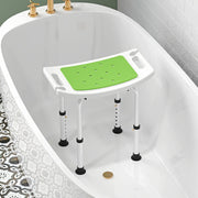 Height Adjustable Shower Stool With Padded Seat and Drainage Holes for Bathroom Use, Green