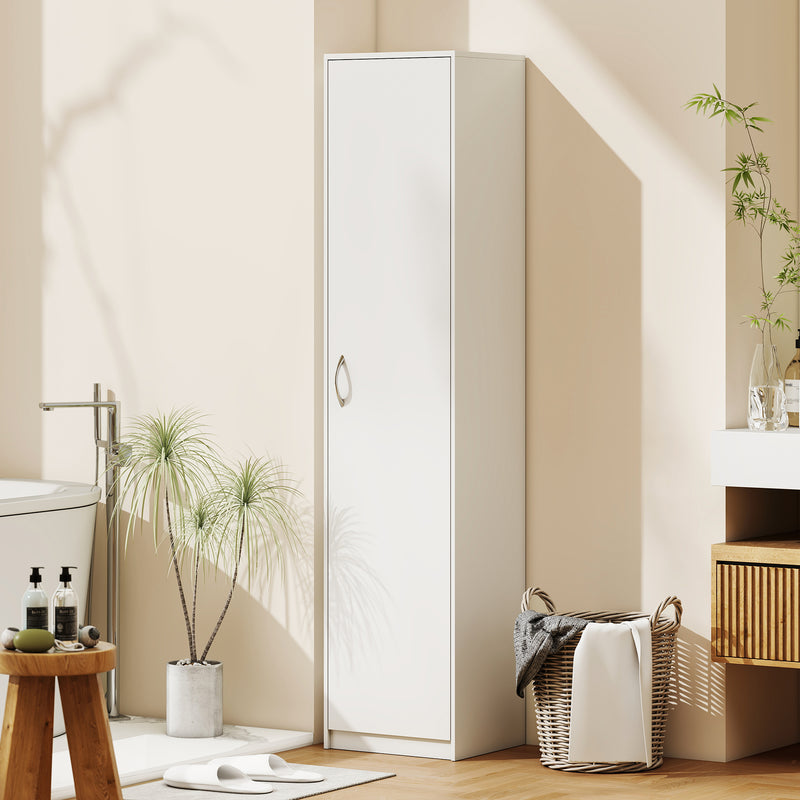 Slim Kitchen Cupboard with Adjustable Shelves for Narrow Spaces White