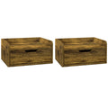 Set of 2 Industrial Style Wall Mounted Bedside Tables with Drawer Ideal for Small Bedrooms Rustic Brown