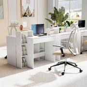 Compact Computer Desk with Shelves and Drawer for Small Spaces White AOSOM