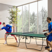 9ft Indoor Folding Tennis Table With Easy Roll Wheels For Home Use Green AOSOM