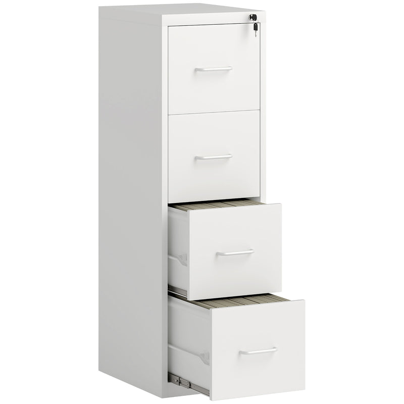 White Four Drawer Steel Filing Cabinet for Home or Office by HOMCOM