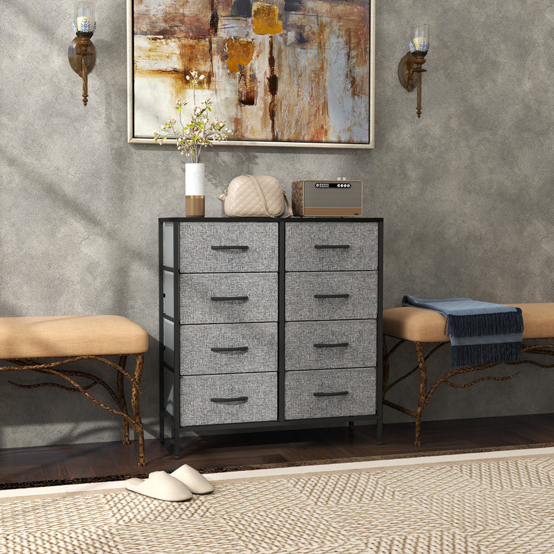 Black Fabric Chest of 8 Drawers with Wooden Top for Bedroom by HOMCOM